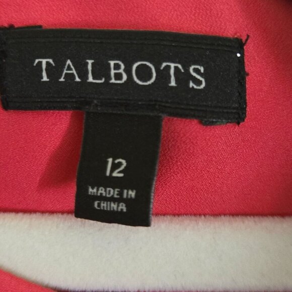 Talbots 100% Silk Red/ Orange Sleeveless Sheath Dress Size 12 - Picture 3 of 4